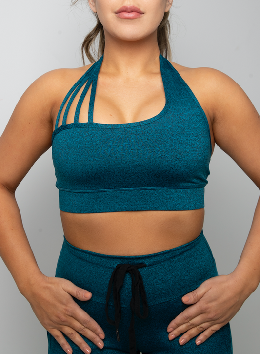 All For One Sports Bra- Heather Turquoise